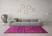 Machine Washable Persian Pink Traditional Rug in a Living Room, wshtr610pnk