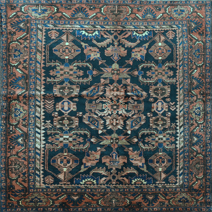 Square Machine Washable Persian Light Blue Traditional Rug, wshtr610lblu