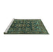 Sideview of Machine Washable Persian Turquoise Traditional Area Rugs, wshtr610turq