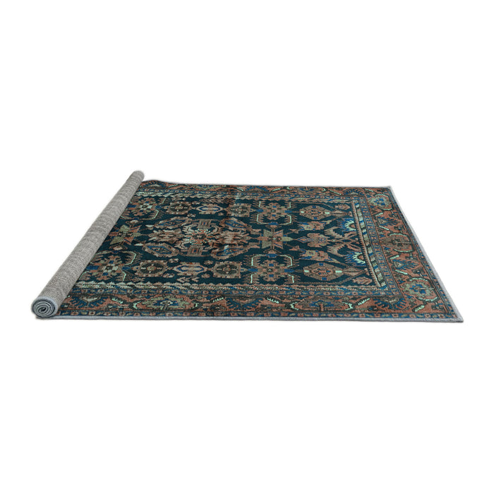 Sideview of Machine Washable Persian Light Blue Traditional Rug, wshtr610lblu