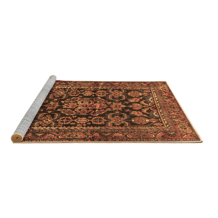 Sideview of Machine Washable Persian Brown Traditional Rug, wshtr610brn