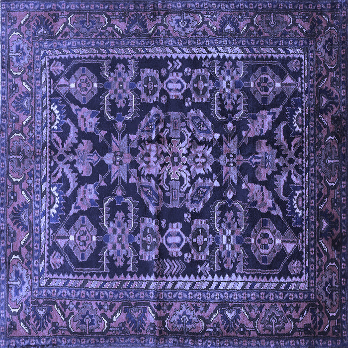 Square Machine Washable Persian Blue Traditional Rug, wshtr610blu