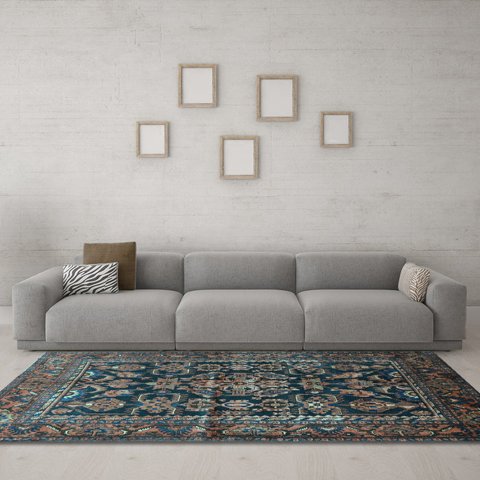 Machine Washable Persian Light Blue Traditional Rug in a Living Room, wshtr610lblu