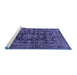 Sideview of Machine Washable Persian Blue Traditional Rug, wshtr610blu