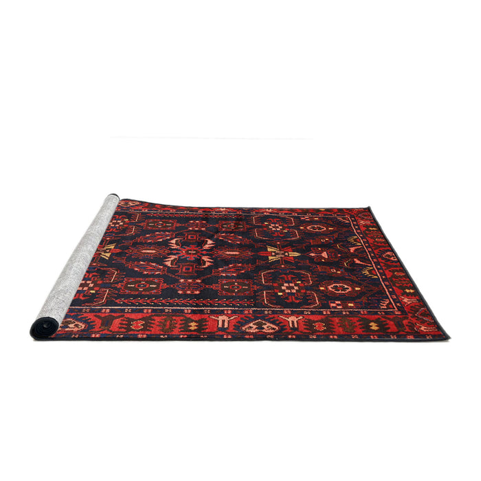 Sideview of Machine Washable Traditional Tomato Red Rug, wshtr611