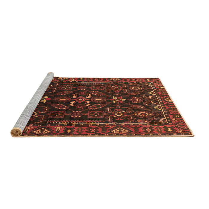 Sideview of Machine Washable Persian Brown Traditional Rug, wshtr611brn
