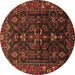 Round Persian Brown Traditional Rug, tr611brn