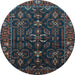 Round Persian Light Blue Traditional Rug, tr611lblu