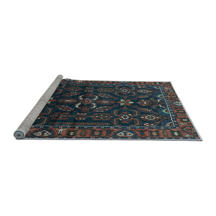 Sideview of Machine Washable Persian Light Blue Traditional Rug, wshtr611lblu