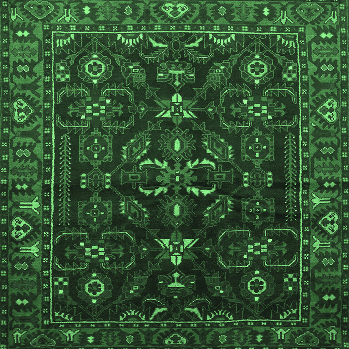 Square Persian Emerald Green Traditional Rug, tr611emgrn
