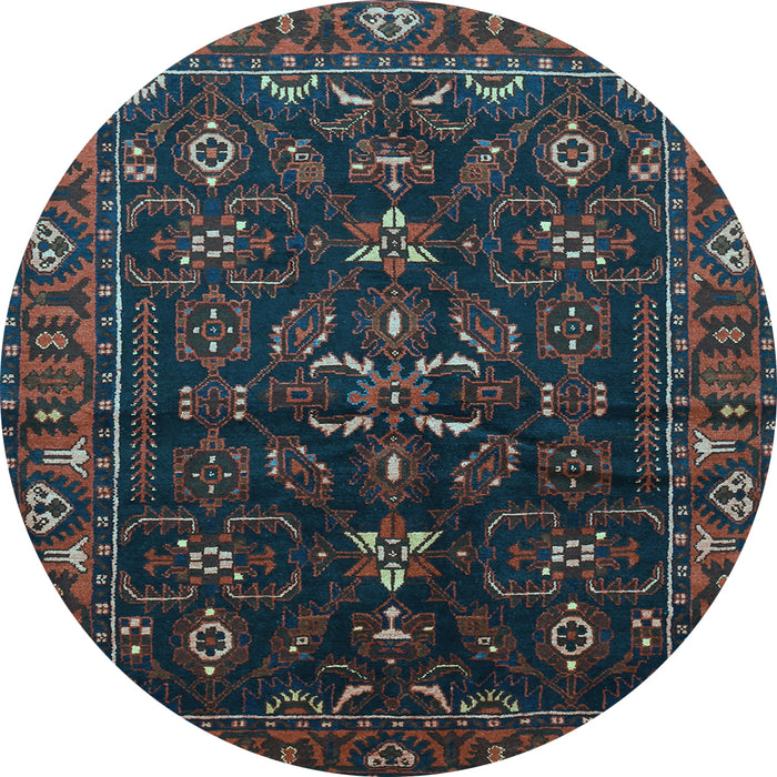 Round Machine Washable Persian Light Blue Traditional Rug, wshtr611lblu