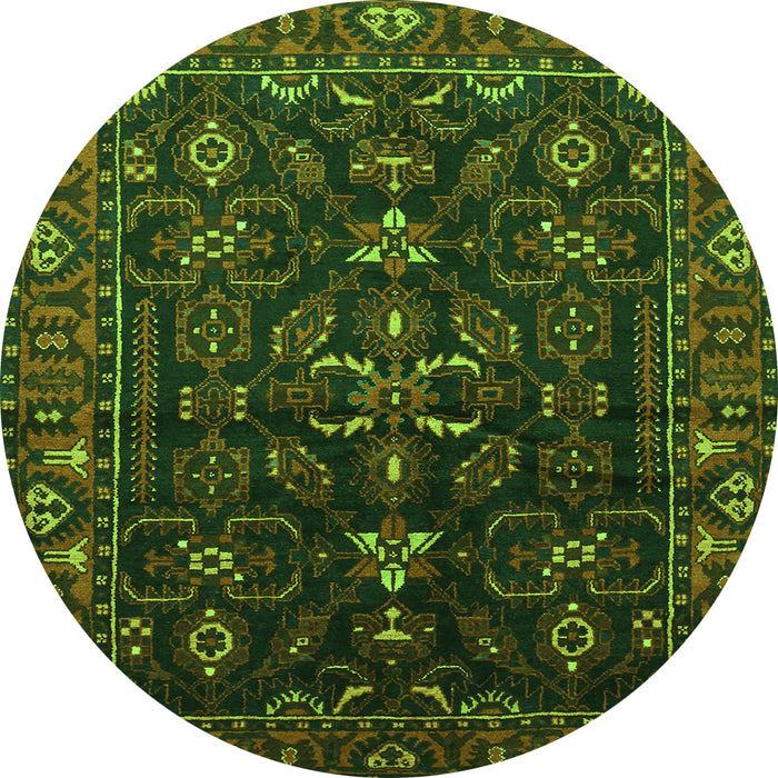 Square Persian Green Traditional Rug, tr611grn