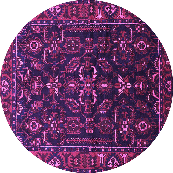 Round Persian Purple Traditional Rug, tr611pur