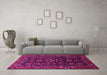 Machine Washable Persian Pink Traditional Rug in a Living Room, wshtr611pnk