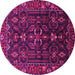 Round Machine Washable Persian Pink Traditional Rug, wshtr611pnk