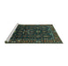 Sideview of Machine Washable Persian Turquoise Traditional Area Rugs, wshtr611turq