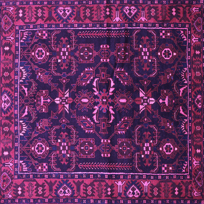 Square Machine Washable Persian Purple Traditional Area Rugs, wshtr611pur