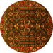 Round Persian Yellow Traditional Rug, tr611yw