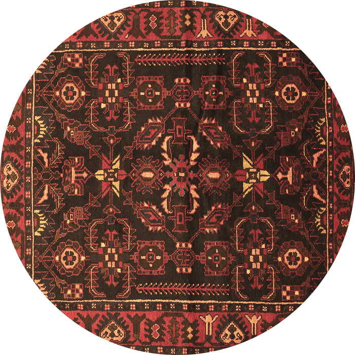 Round Machine Washable Persian Brown Traditional Rug, wshtr611brn