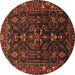 Round Machine Washable Persian Brown Traditional Rug, wshtr611brn