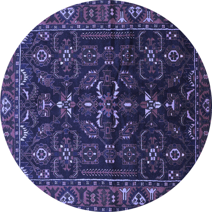 Round Machine Washable Persian Blue Traditional Rug, wshtr611blu