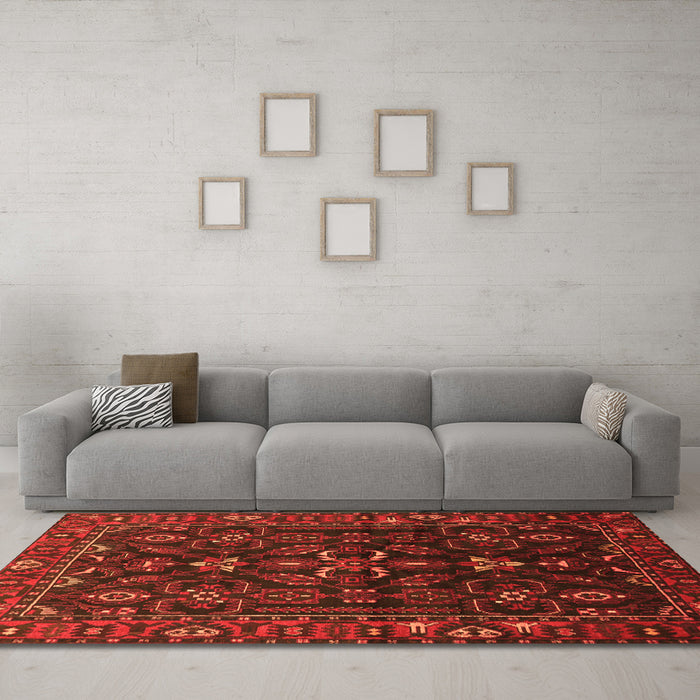 Machine Washable Persian Orange Traditional Area Rugs in a Living Room, wshtr611org