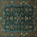 Square Persian Turquoise Traditional Rug, tr611turq