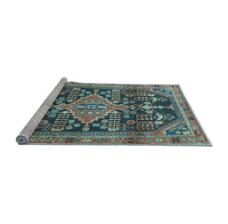 Sideview of Machine Washable Persian Light Blue Traditional Rug, wshtr612lblu