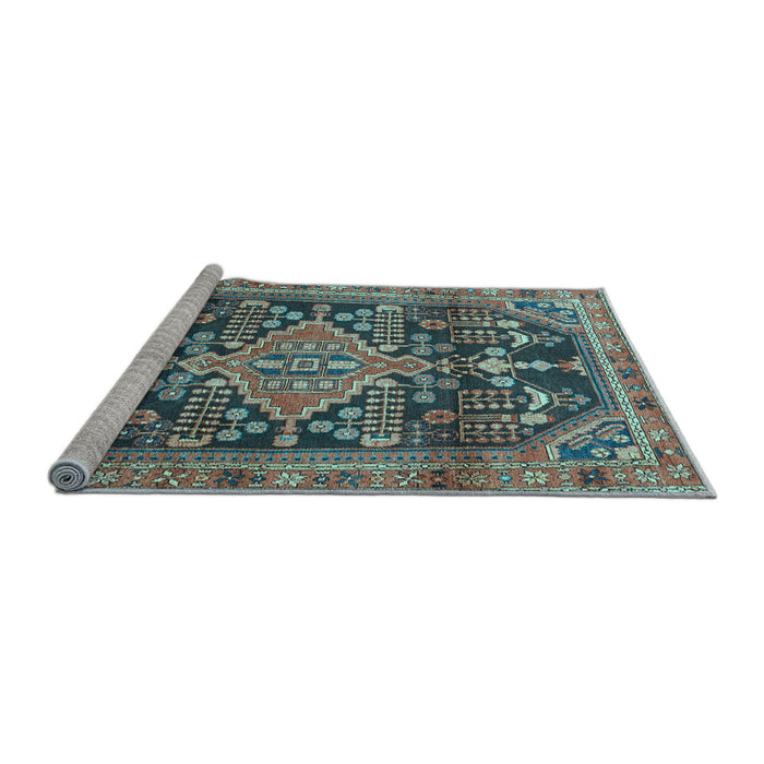 Sideview of Machine Washable Persian Light Blue Traditional Rug, wshtr612lblu