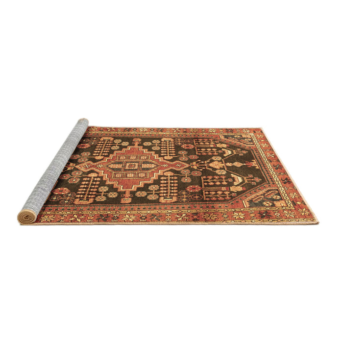 Sideview of Machine Washable Persian Brown Traditional Rug, wshtr612brn