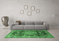 Machine Washable Persian Emerald Green Traditional Rug, wshtr612emgrn