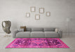 Machine Washable Persian Pink Traditional Rug in a Living Room, wshtr612pnk