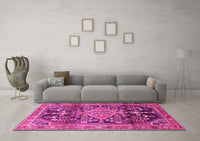 Machine Washable Persian Pink Traditional Rug, wshtr612pnk