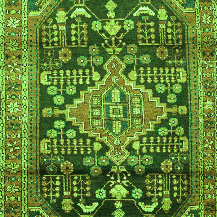 Serging Thickness of Machine Washable Persian Green Traditional Area Rugs, wshtr612grn