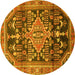 Round Machine Washable Persian Yellow Traditional Rug, wshtr612yw