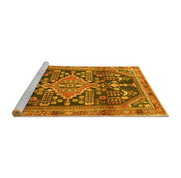 Sideview of Machine Washable Persian Yellow Traditional Rug, wshtr612yw