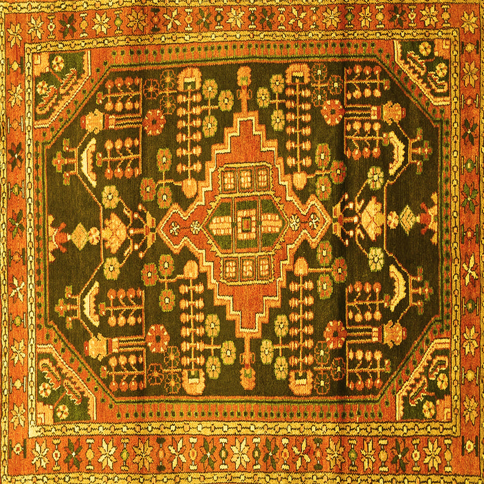 Square Machine Washable Persian Yellow Traditional Rug, wshtr612yw