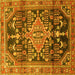 Square Machine Washable Persian Yellow Traditional Rug, wshtr612yw