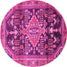 Round Machine Washable Persian Pink Traditional Rug, wshtr612pnk