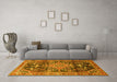 Machine Washable Persian Yellow Traditional Rug in a Living Room, wshtr612yw