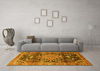 Machine Washable Persian Yellow Traditional Rug, wshtr612yw