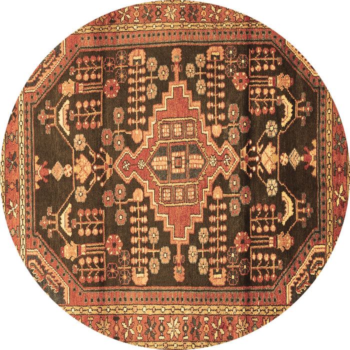 Round Machine Washable Persian Brown Traditional Rug, wshtr612brn