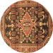 Round Machine Washable Persian Brown Traditional Rug, wshtr612brn