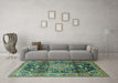 Machine Washable Persian Turquoise Traditional Area Rugs in a Living Room,, wshtr612turq