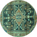 Round Persian Turquoise Traditional Rug, tr612turq