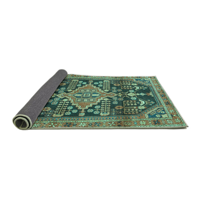 Sideview of Persian Turquoise Traditional Rug, tr612turq