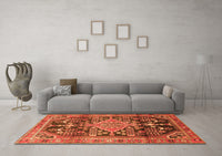 Machine Washable Persian Orange Traditional Rug, wshtr612org