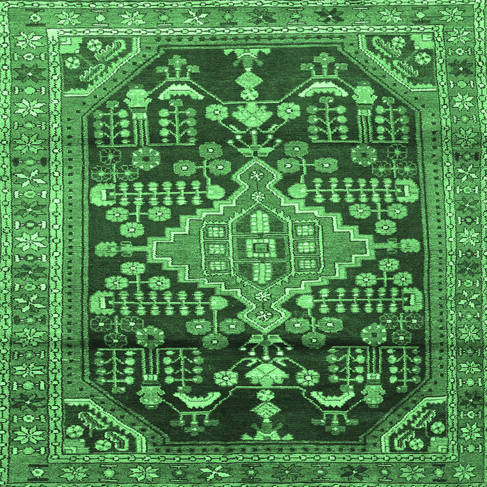 Square Persian Emerald Green Traditional Rug, tr612emgrn