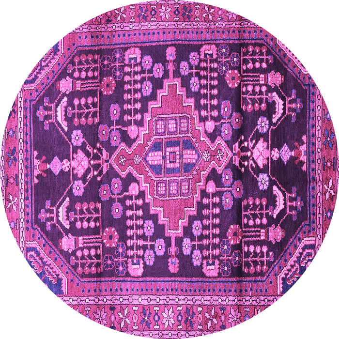 Round Persian Purple Traditional Rug, tr612pur