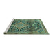 Sideview of Machine Washable Persian Turquoise Traditional Area Rugs, wshtr612turq